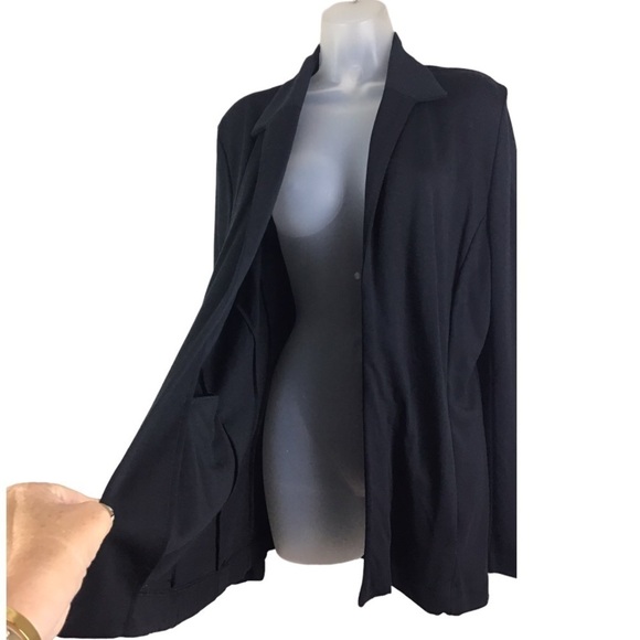Badgley Mischka American Glamour Black Modal Open Front Jacket Size Large - Picture 4 of 9